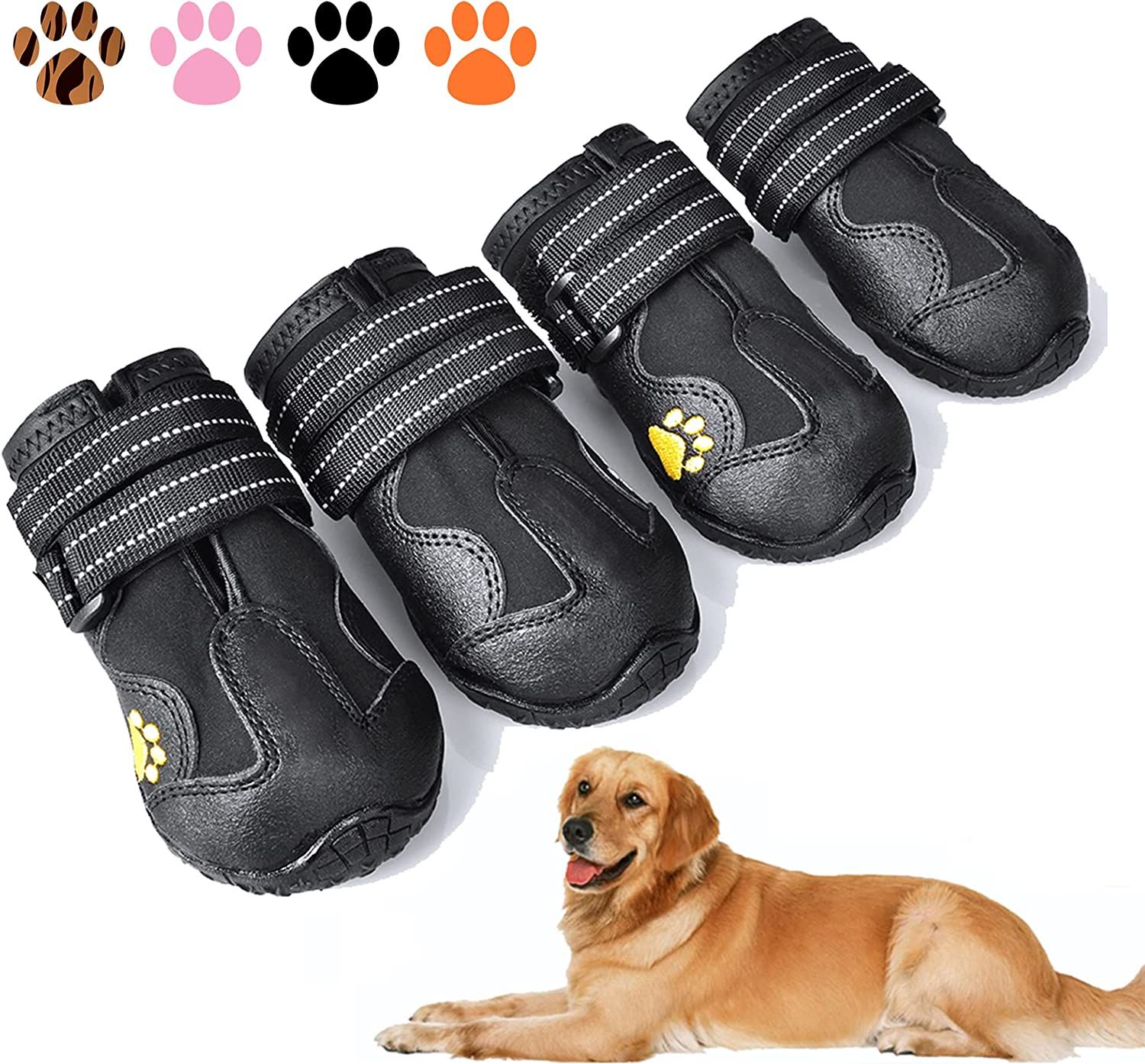 Dog Boots; Waterproof Dog Shoes; Dog Booties with Reflective Rugged Anti-Slip Sole and Skid-Proof; Outdoor Dog Shoes for Medium Dogs 4Pcs - Image 51
