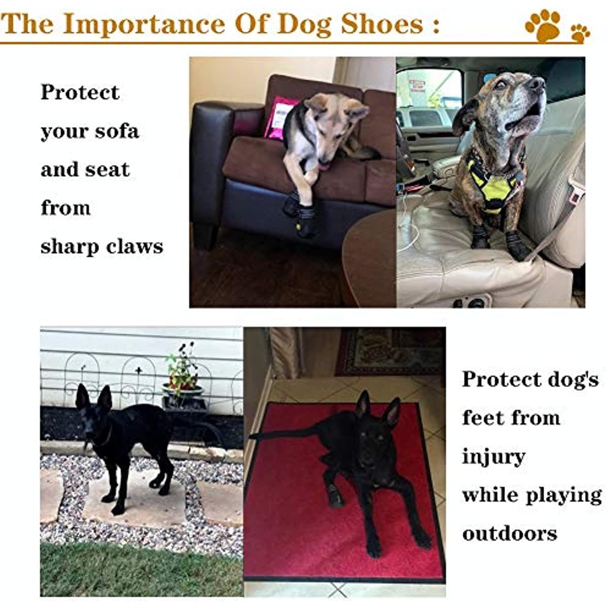 Dog Boots; Waterproof Dog Shoes; Dog Booties with Reflective Rugged Anti-Slip Sole and Skid-Proof; Outdoor Dog Shoes for Medium Dogs 4Pcs - Image 53