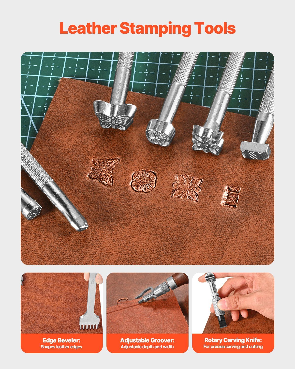 Leather Working Tools Kit 59 PCS Engraving Punching Stamping Sewing Tools - Image 3