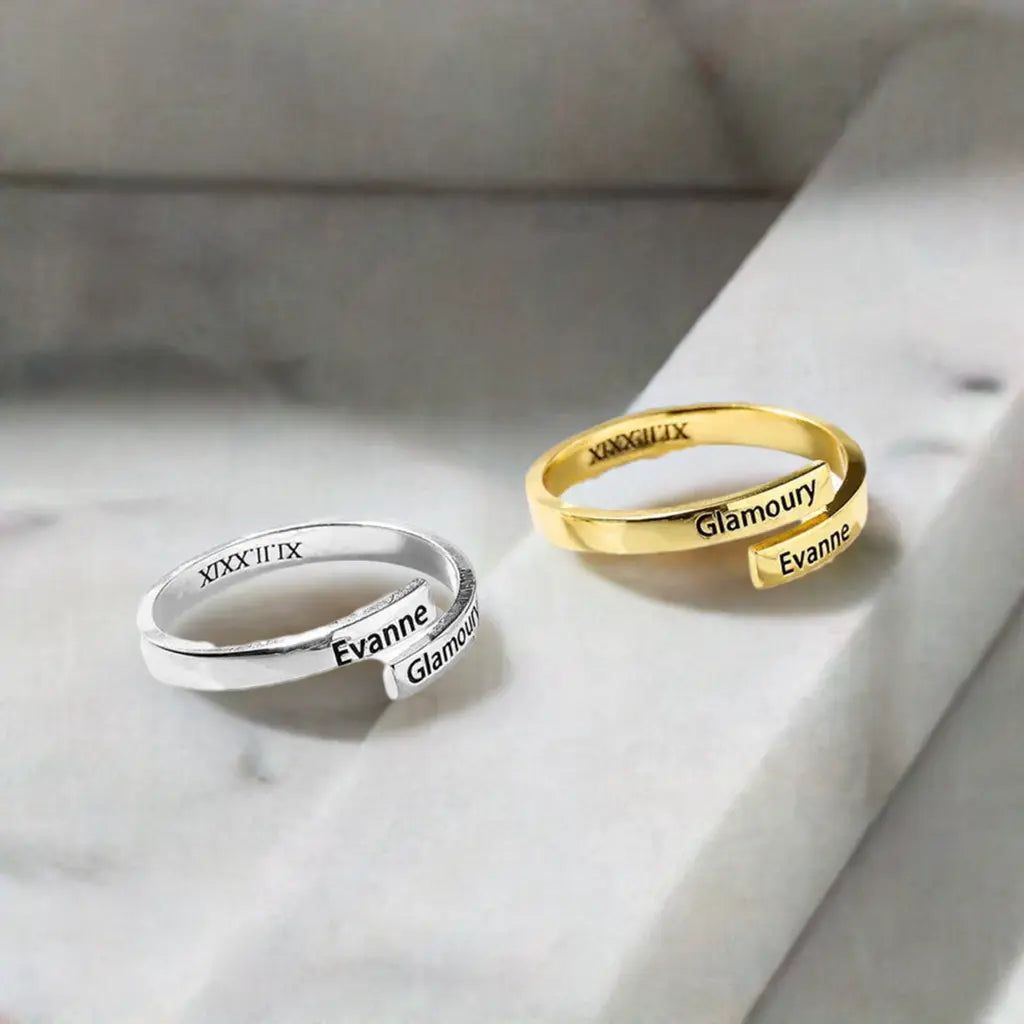 Full Silver 2-Name Ring - sterling silver ring - Image 4