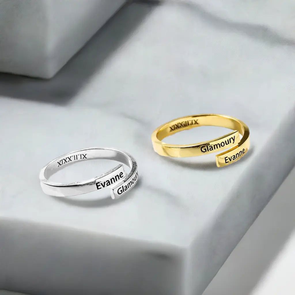 Full Silver 2-Name Ring - sterling silver ring - Image 5