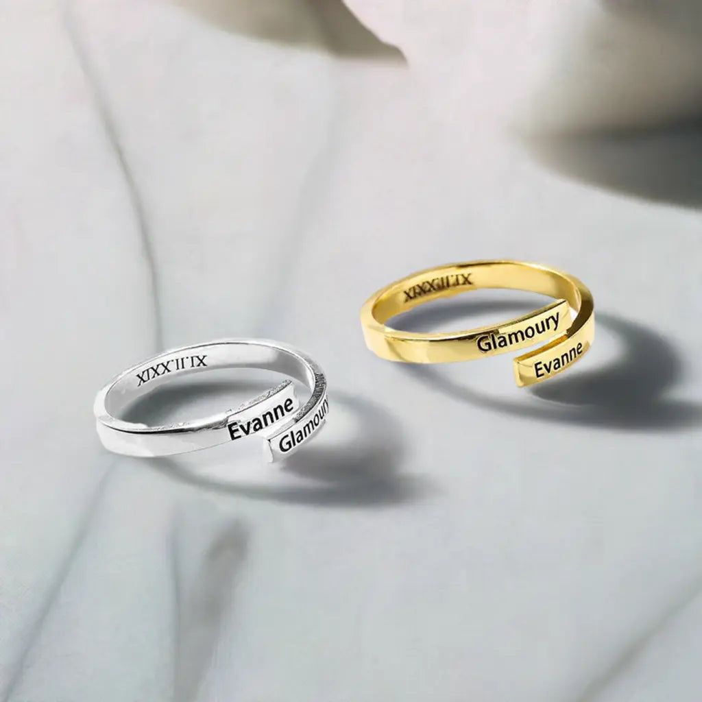 Full Silver 2-Name Ring - sterling silver ring - Image 6