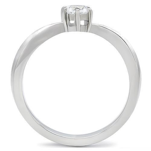 TK201 - High polished (no plating) Stainless Steel Ring with AAA Grade CZ in Clear - Image 10