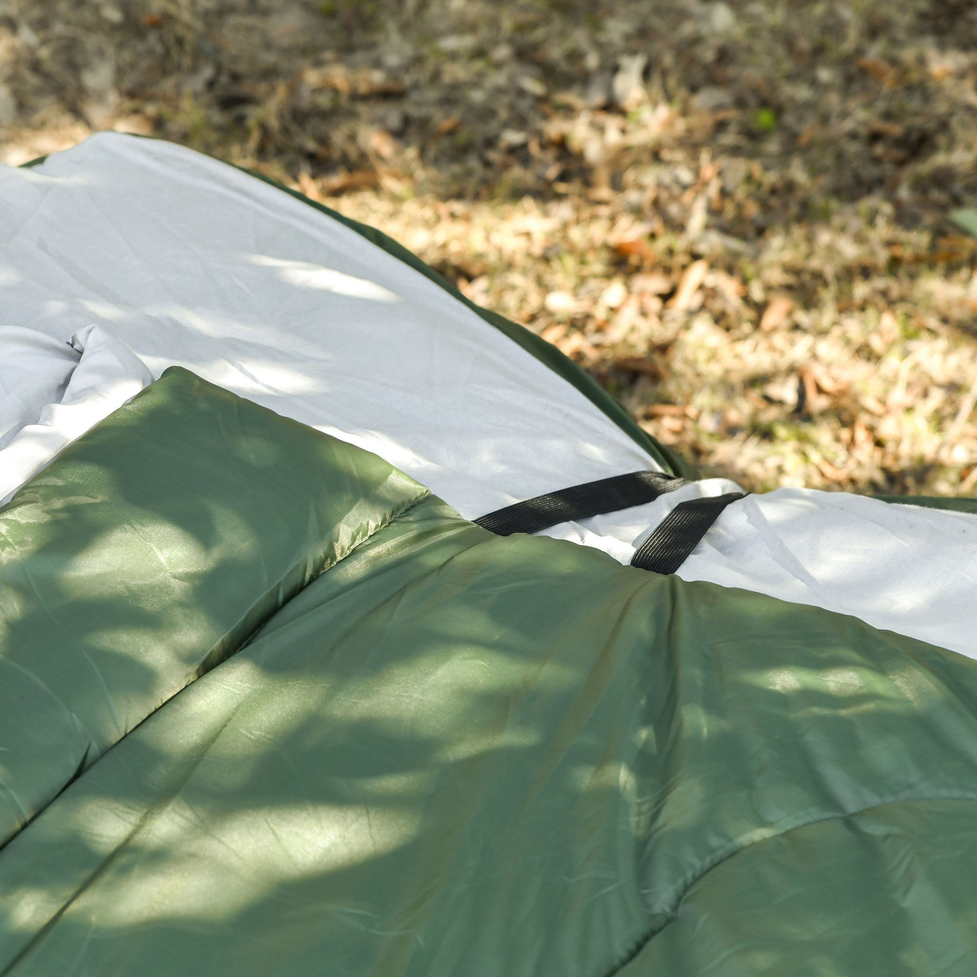 Outsunny 2-Person Folding Camping Cot Portable Outdoor Bed Set with Sleeping Bag, Inflatable Air Mattress, Comfort Pillows and Carry Bag, Soft and Comfortable for Outdoor Travel Camp Beach Vacation - Image 6