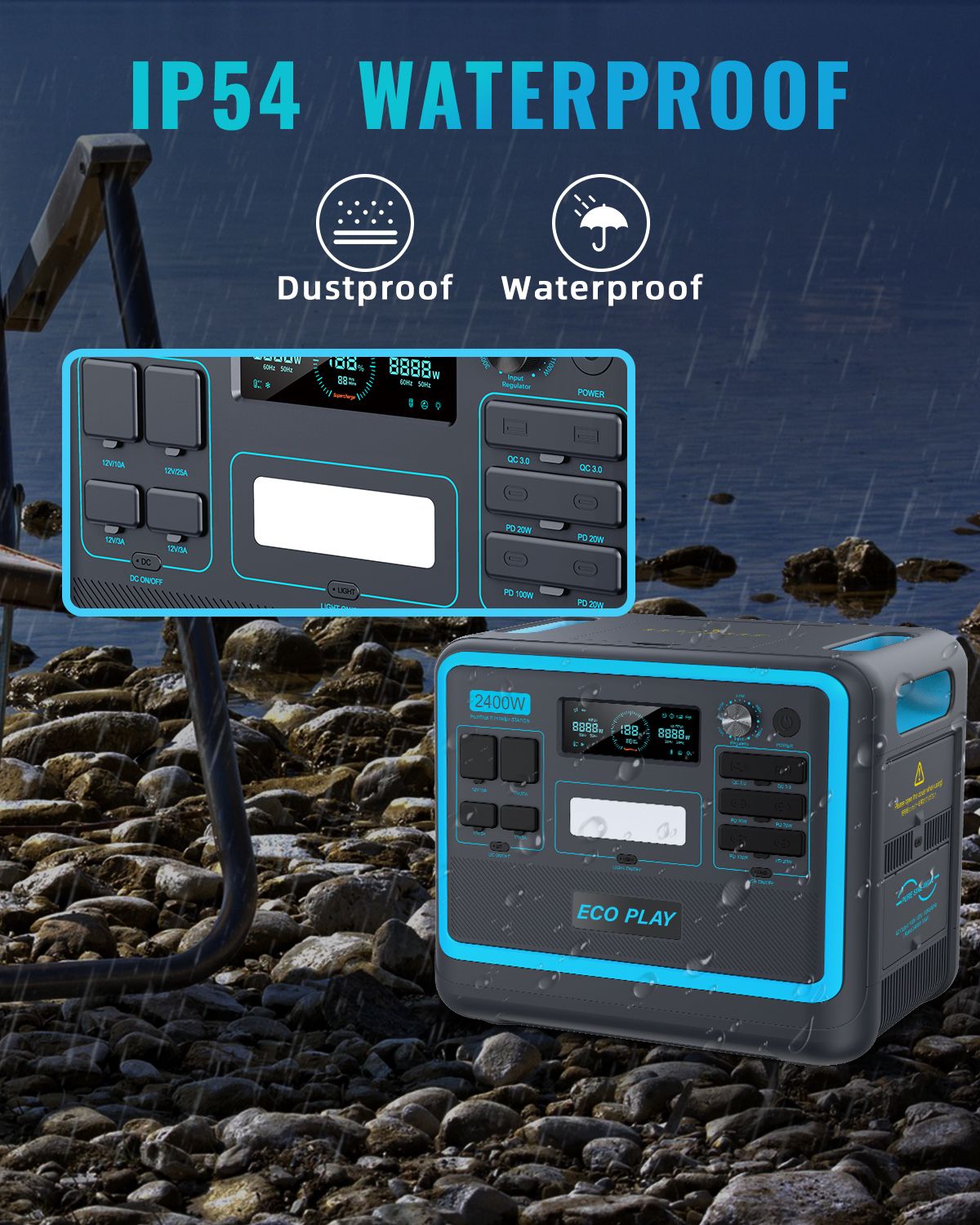 Portable Power Station; 2048Wh LiFePO4 Battery Backup; 1.8H Fast Charging; 2400W AC Outlets(4800W Peak); 25A RV Output; Solar Generator for Outdoor Camping; RV Travel; Home Use; Emergency - Image 12