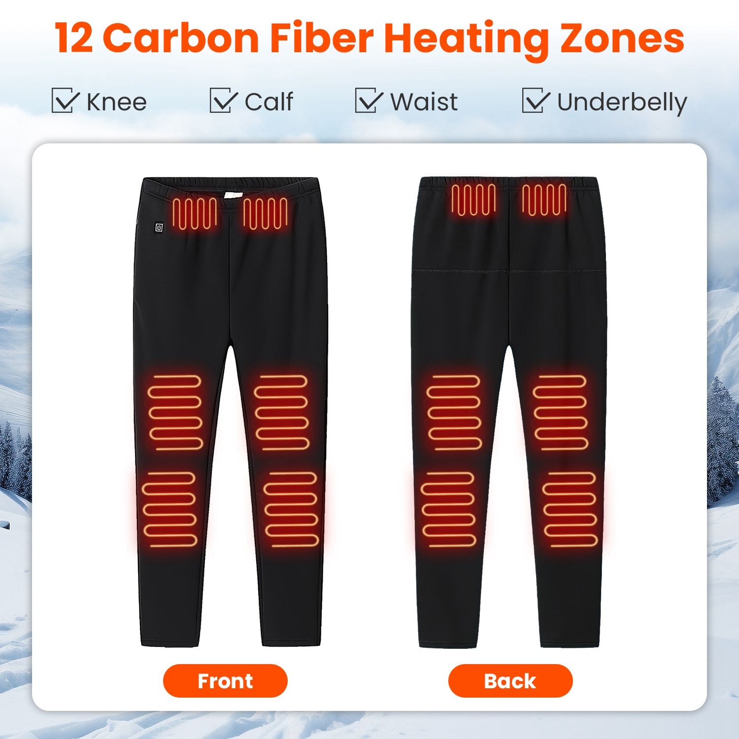 Winter Heated Pants for Men Women with 12 Heating Zones 5V USB Powered Heating Trouser with 3 Heating Levels Machine Washable for Outdoor Winter Activities Unisex - Image 22