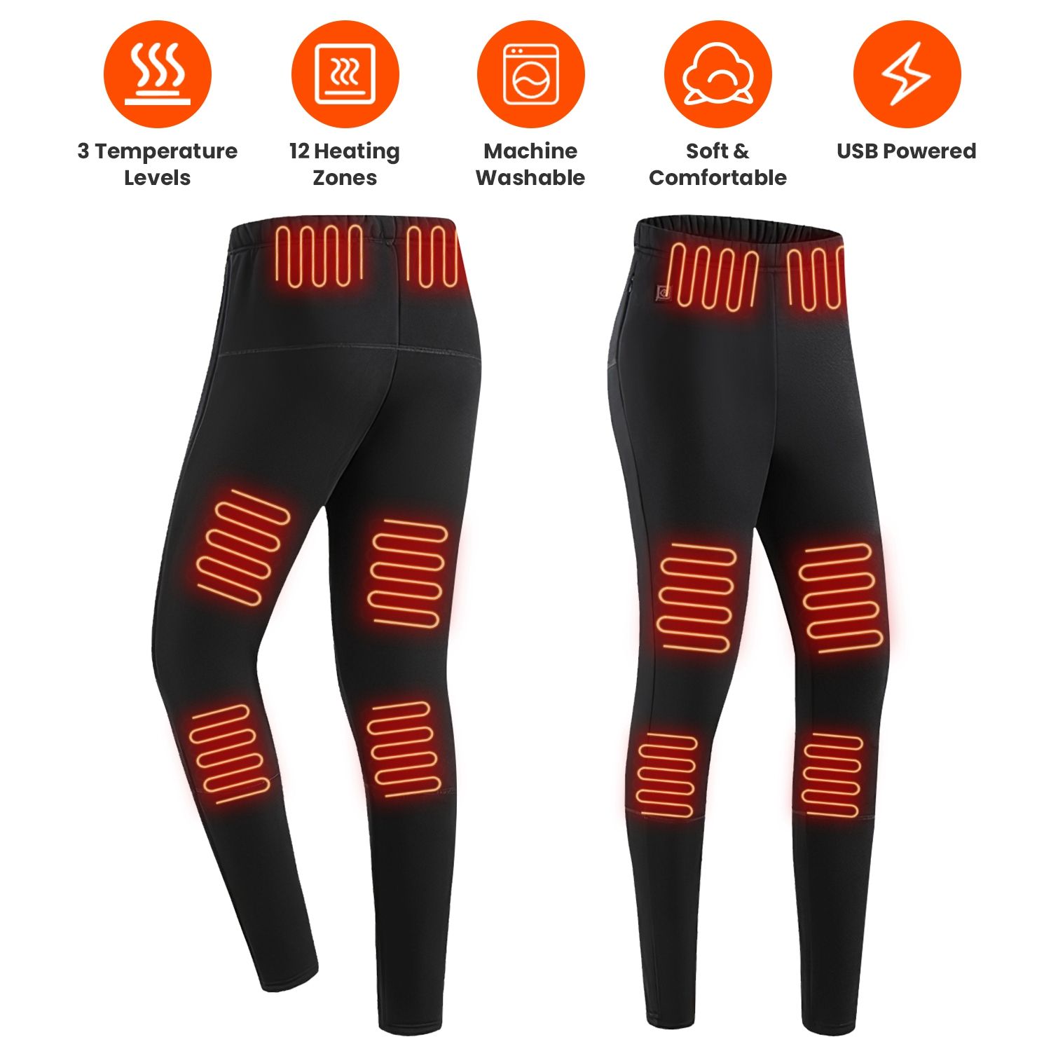 Winter Heated Pants for Men Women with 12 Heating Zones 5V USB Powered Heating Trouser with 3 Heating Levels Machine Washable for Outdoor Winter Activities Unisex - Image 41
