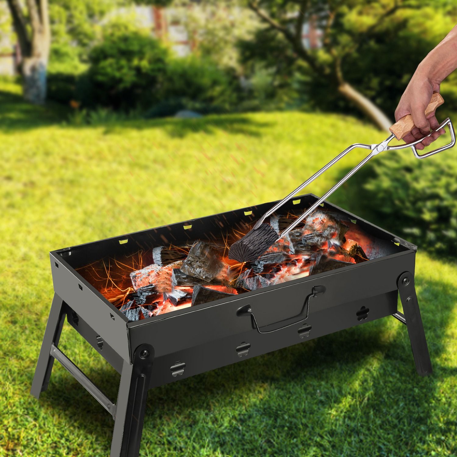 Portable Charcoal Grill Stainless Steel Winter Outdoor Folding BBQ Tabletop Barbecue Grill Tools - Image 11