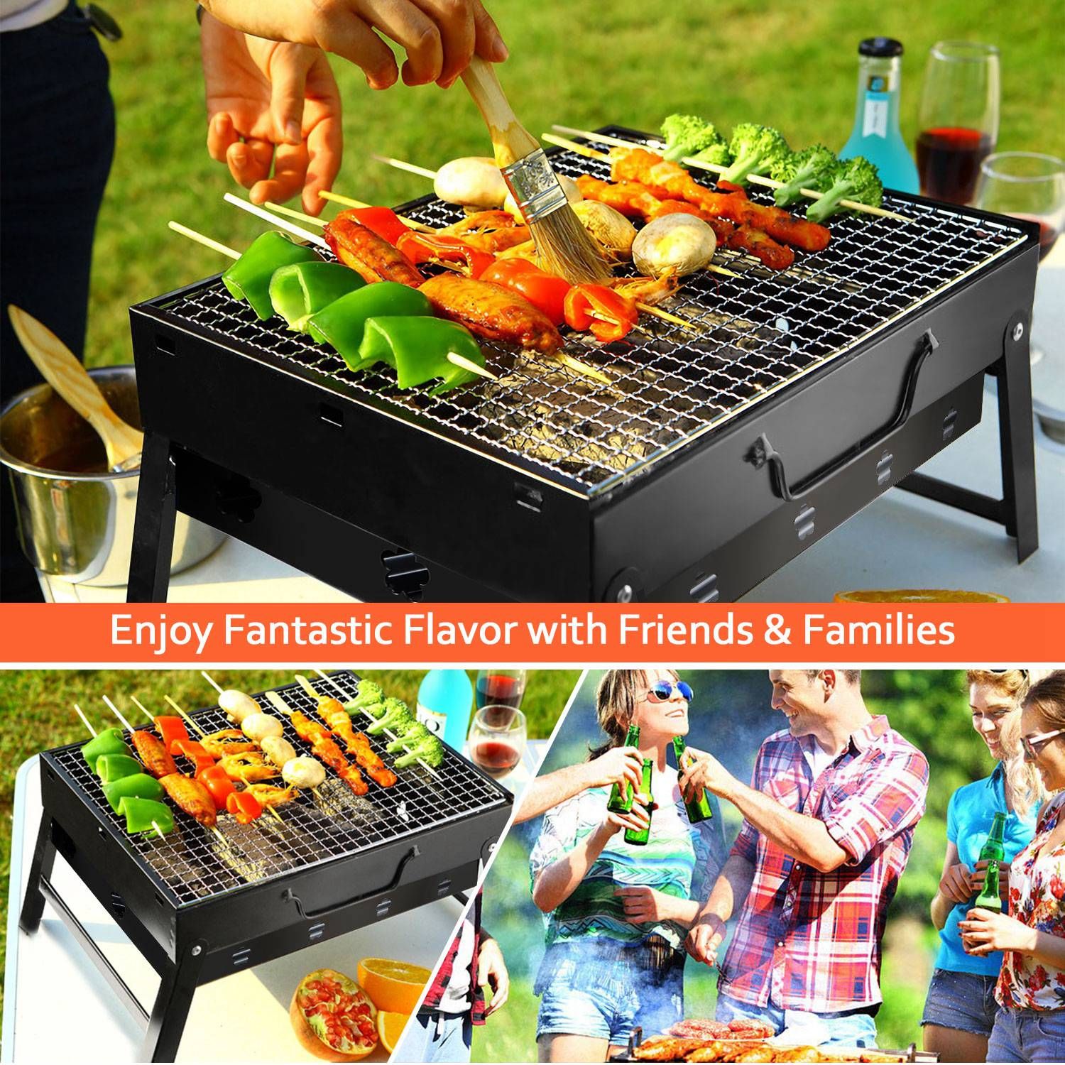 Portable Charcoal Grill Stainless Steel Winter Outdoor Folding BBQ Tabletop Barbecue Grill Tools - Image 10