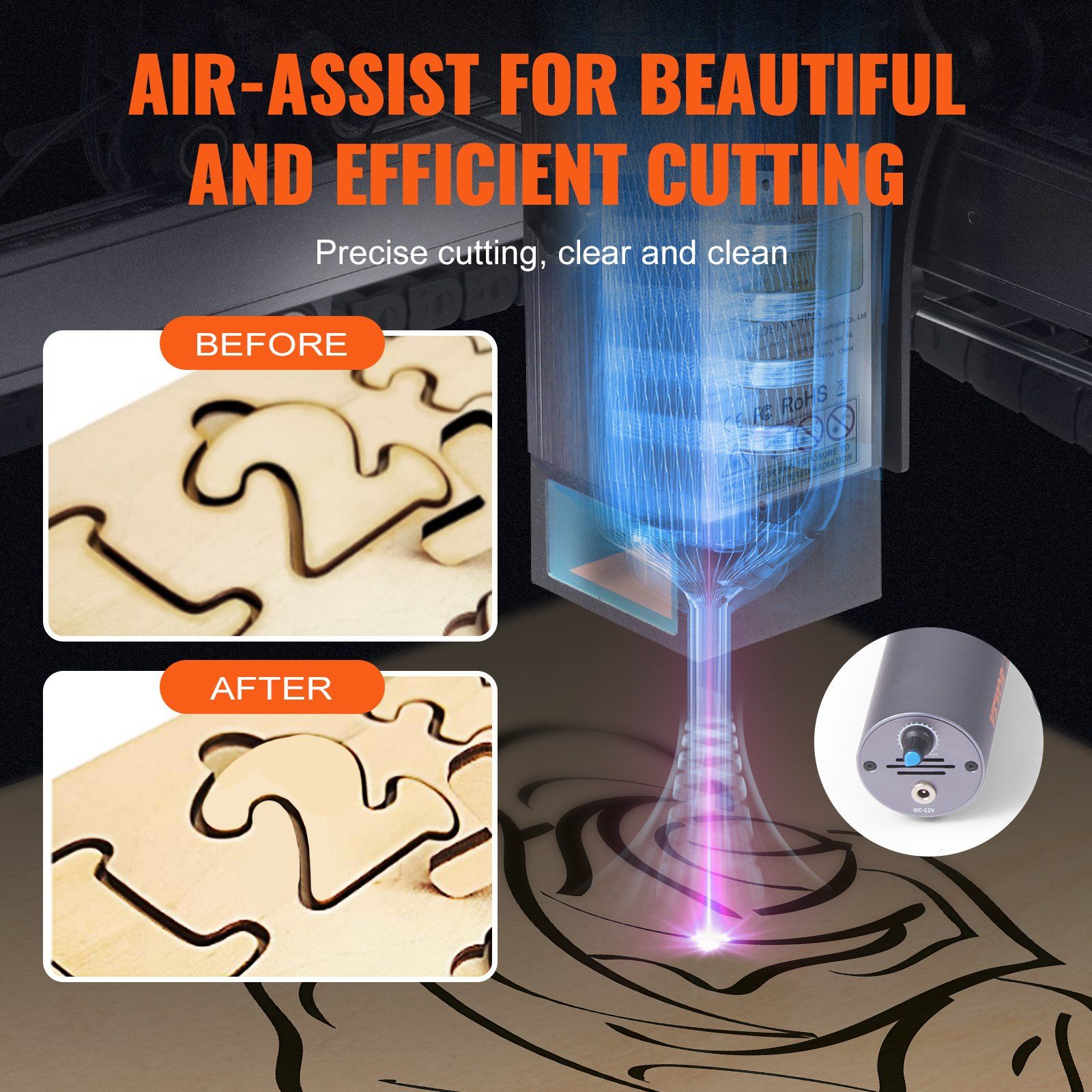 VEVOR Laser Engraver, 20W Output Laser Engraving Machine, 15.7" x 15.7" Large Working Area, 10000mm/min Movement Speed, Compressed Spot with Eye Protection, Laser Cutter for Wood, Metal, Acrylic - Image 4