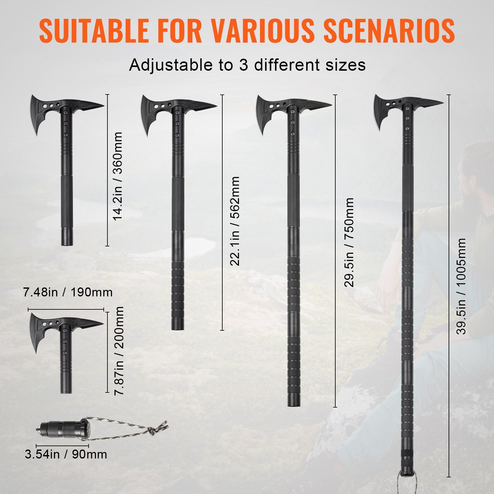 Survival Shovel Survival Axe 28-in-1 Camping Folding Shovels with Hatchet - Image 3