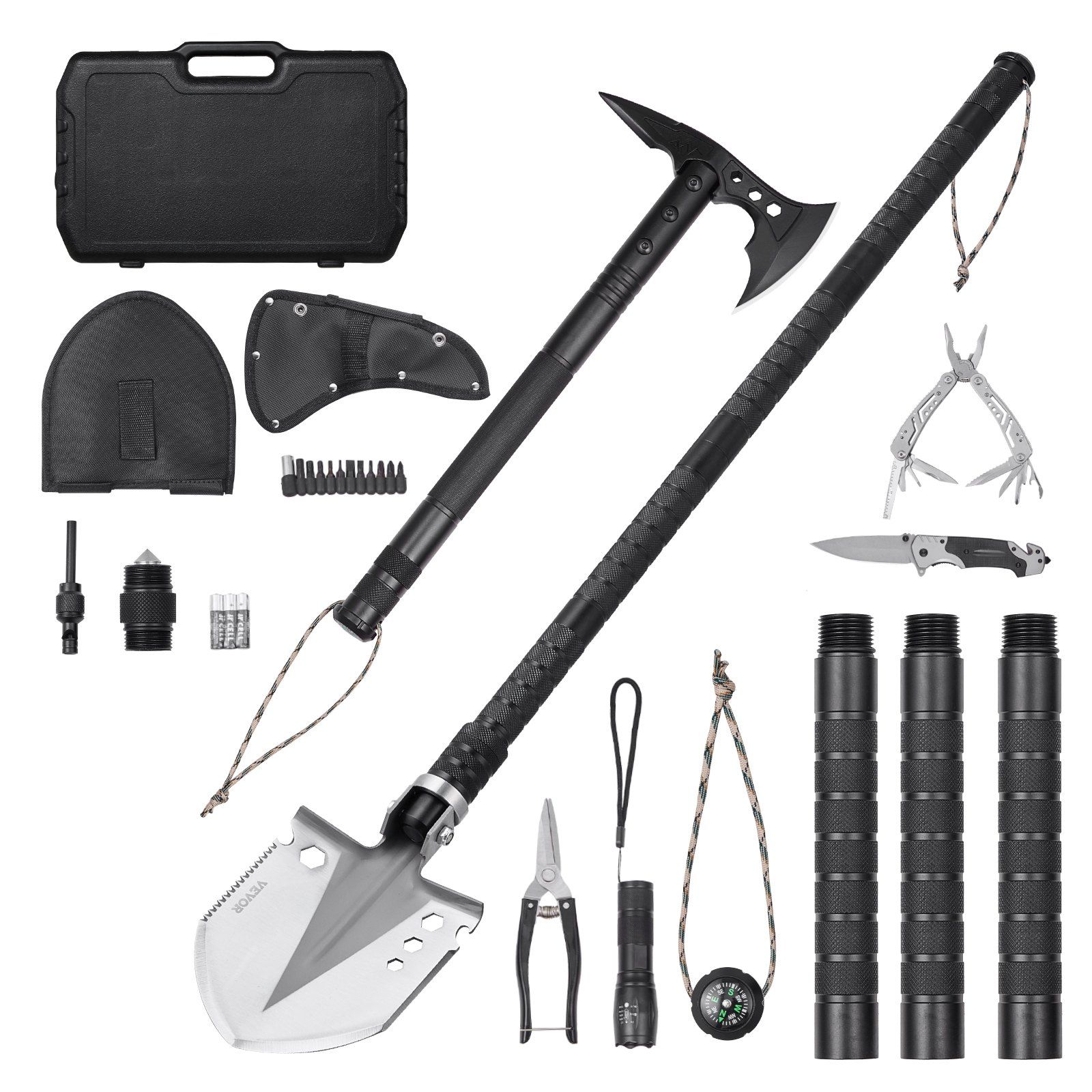 Survival Shovel Survival Axe 28-in-1 Camping Folding Shovels with Hatchet - Image 7